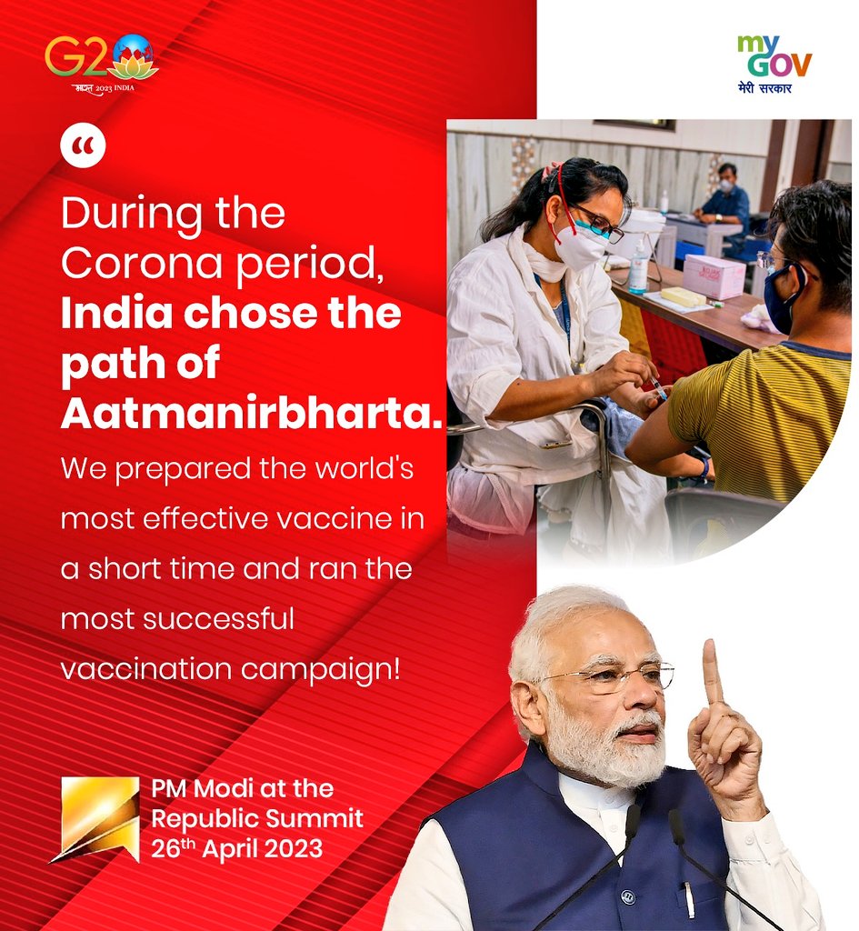 PashupatiParas's tweet photo. कोरोना काल में भारत ने आत्मनिर्भरता का मार्ग चुना: पीएम @narendramodi जी
#PMAtRepublicSummit
#RepublicSummit2023
#TimeOfTransformation https://t.co/zrZDKYA259