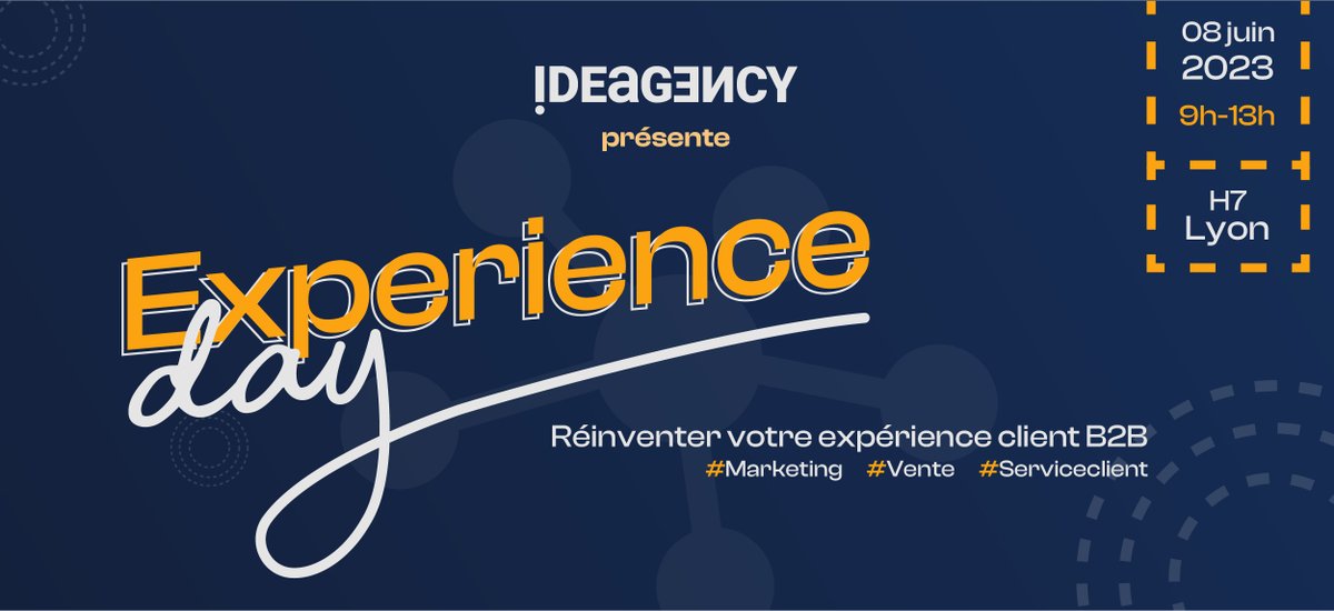 📣 Ne manquez pas l'Experience Day, l'événement B2B organisé par Ideagency !
🎉 Au programme : conférences, networking et ateliers de brainstorming pour imaginer l'expérience client et collaborateur de demain. 🔍

Inscrivez-vous ➔ hubs.ly/Q01MX4yw0