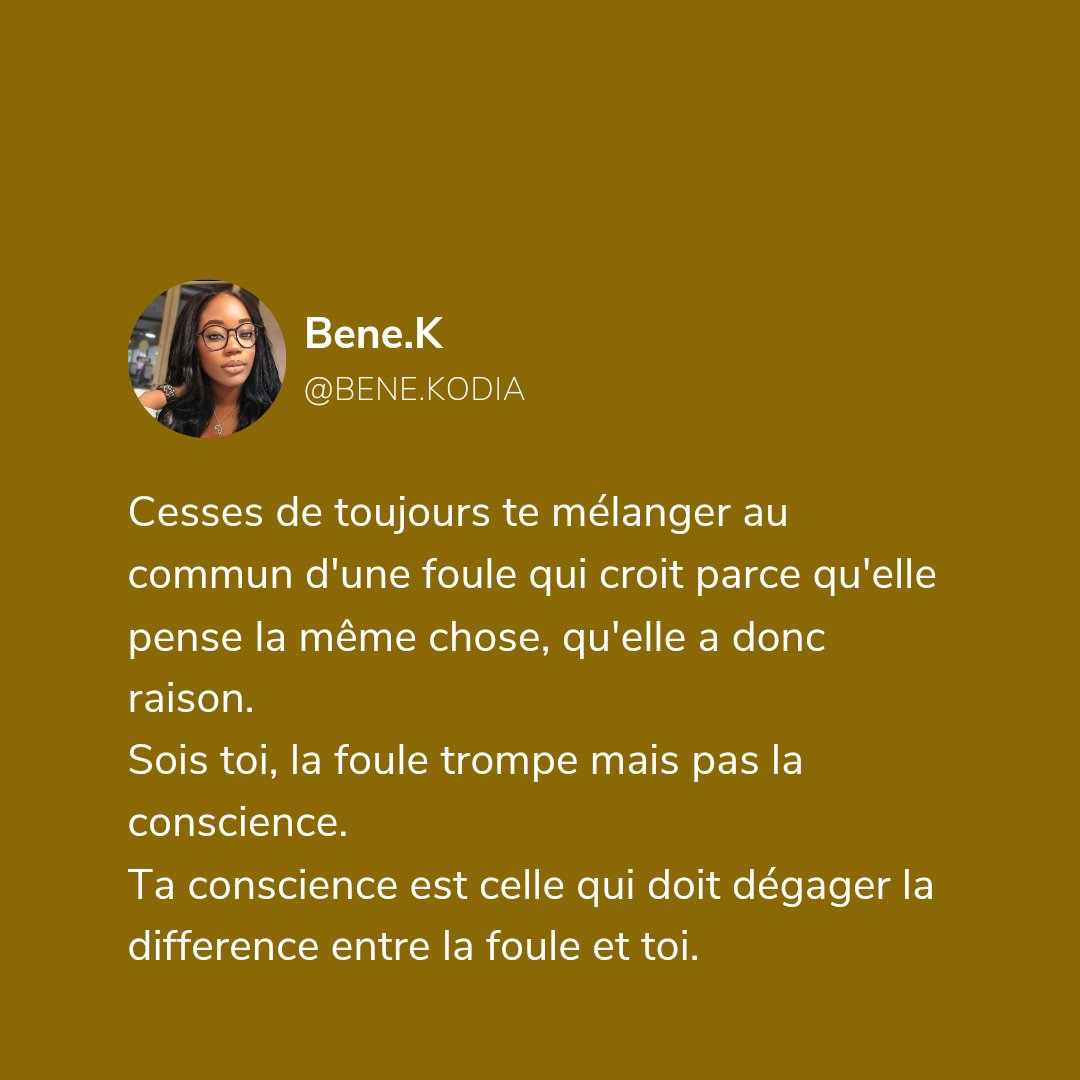 BeneKodia's tweet photo. Une foule peut penser la même chose, mais rien ne garantit qu'elle a raison.

#qoutes #benek #MotivationalQuotes #lifestyle #righting #thoughts #EntrepreneurQuotes https://t.co/mx3hiXdUep
