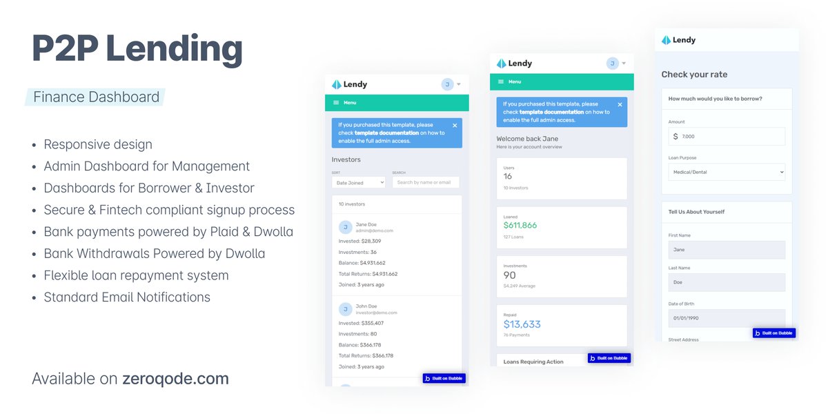 zeroqode's tweet photo. If you have been thinking about creating a #moneylendingapp choose Lendy #nocode #apptemplate š§
The template has recently been updated to the responsive engine with all the bugs fixed š„
Check the demo page š https://t.co/WQEeVCmBN4 https://t.co/7Kckton9IT