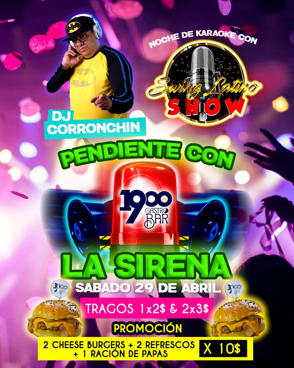 CorronchoDJ's tweet photo. TU RUMBA DEL FIN DE SEMANA ES EN 1900 GASTRO BAR. https://t.co/6OL61pRgic