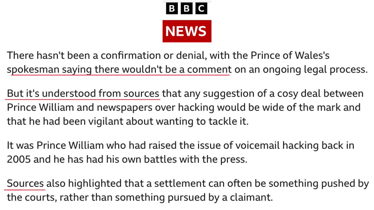 ArchewellBaby's tweet photo. After Prince Harry's lawyers revealed that Prince William had received secret Β£1M settlement from Rupert Murdoch, Kensington Palace refused to comment but a "palace source" denied the agreement.
Today, The Sun is using this "palace source" as a delay tactic to gather evidence. https://t.co/dP6UULJeow