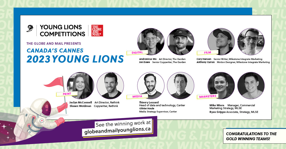 CannesLionsCAN's tweet photo. CONGRATS TO OUR 2023 CANNES YOUNG LIONS WINNERS!!! Courtesy of @globeandmail these 10 young talents are headed to the @Cannes_Lions festival in June to represent Canada on the world stage at the Global Young Lions Competition.  #canneslions #younglions2023 @StrategyOnline https://t.co/4q0BAIh7ZY