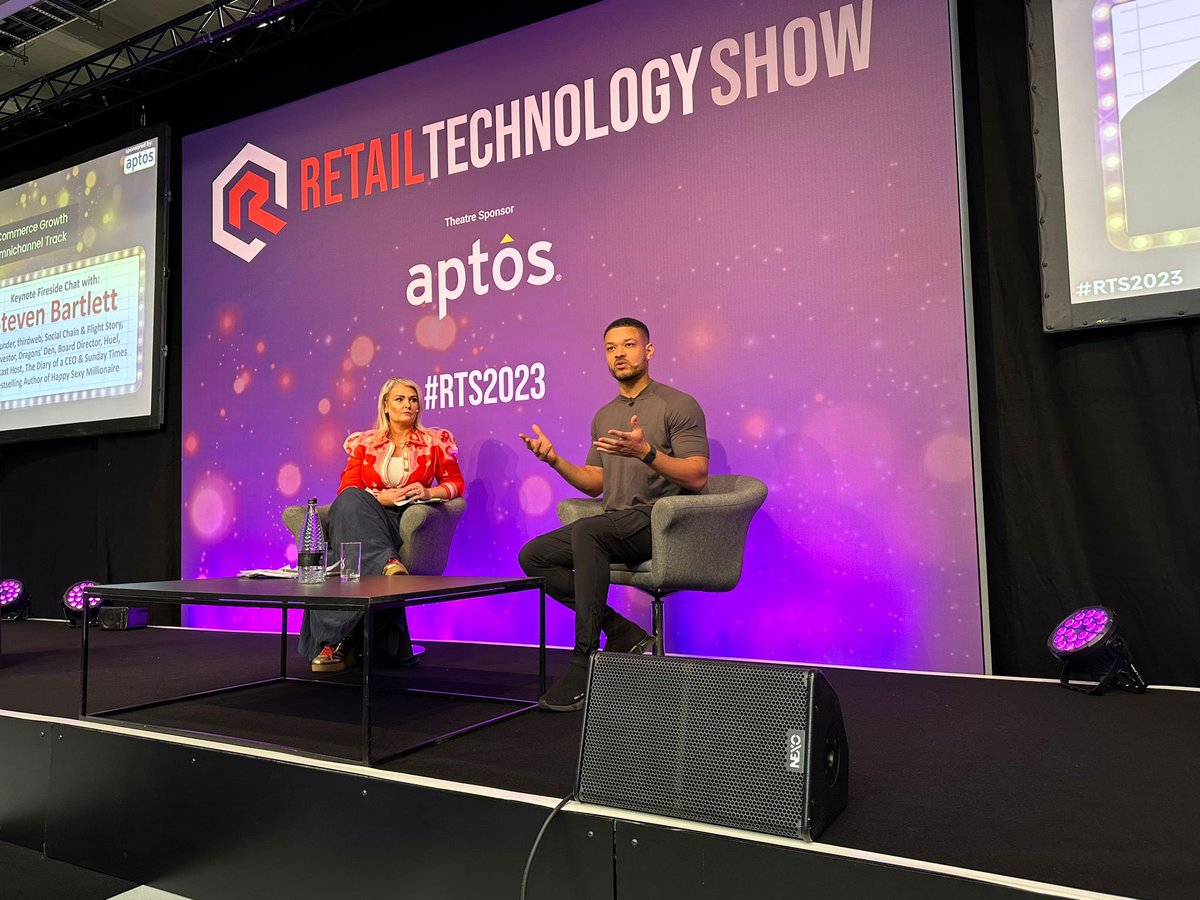RetailTechShow's tweet photo. What an absolutely amazing session with the one and only @StevenBartlett Thanks so much for joining us at the Retail Technology Show! #RTS2023 - Phew that was Phenomenal! 🎉⚡️📣 https://t.co/kgK6jGOeA0