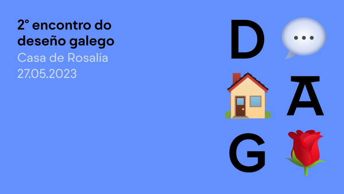 2º Encontro do #deseñogalego na Casa-Museo Rosalía de Castro

📆 27/5  na Casa-Museo Rosalía​ en Padrón.

De balde, aberta a #profesionais, #estudantes e persoas interesadas no #deseño

👉 Inscricións: t.ly/M4YuS
ℹ️ Info: t.ly/LFLe

#dag #deseñográfico