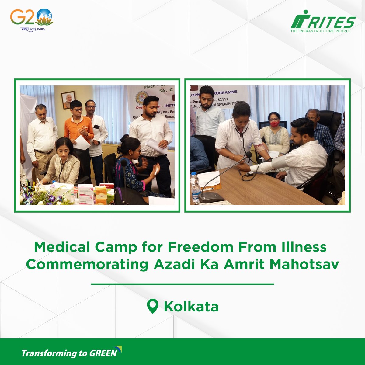 RITESLIMITED's tweet photo. Making health a priority!
#RITES organised medical camps in its offices in Kolkata and Bhubaneswar as part of #AzadiKaAmritMahotsav.
Commemorating 75 years of #Independence, the camps were a reminder to take care of our health and wellness every day.
#Changinglives #Pathto50 #CSR https://t.co/MJg1KXBb6U