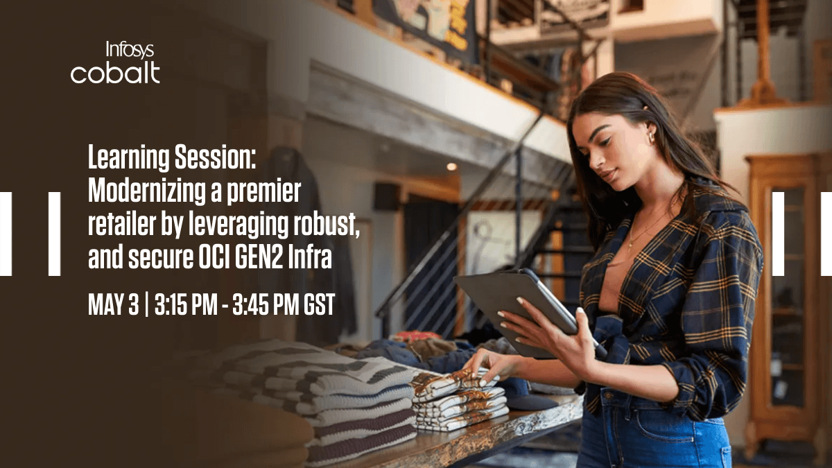 InfosysEvents's tweet photo. Hear from Industry leaders on how a leading retailer, partnered with Infosys, streamlined all applications hosting platform, with high satisfaction levels among all stakeholders with OCI Gen2 platform. https://t.co/KnEkgRtuCT #InfyAtOCWTour23 https://t.co/7AvDeTrgEt