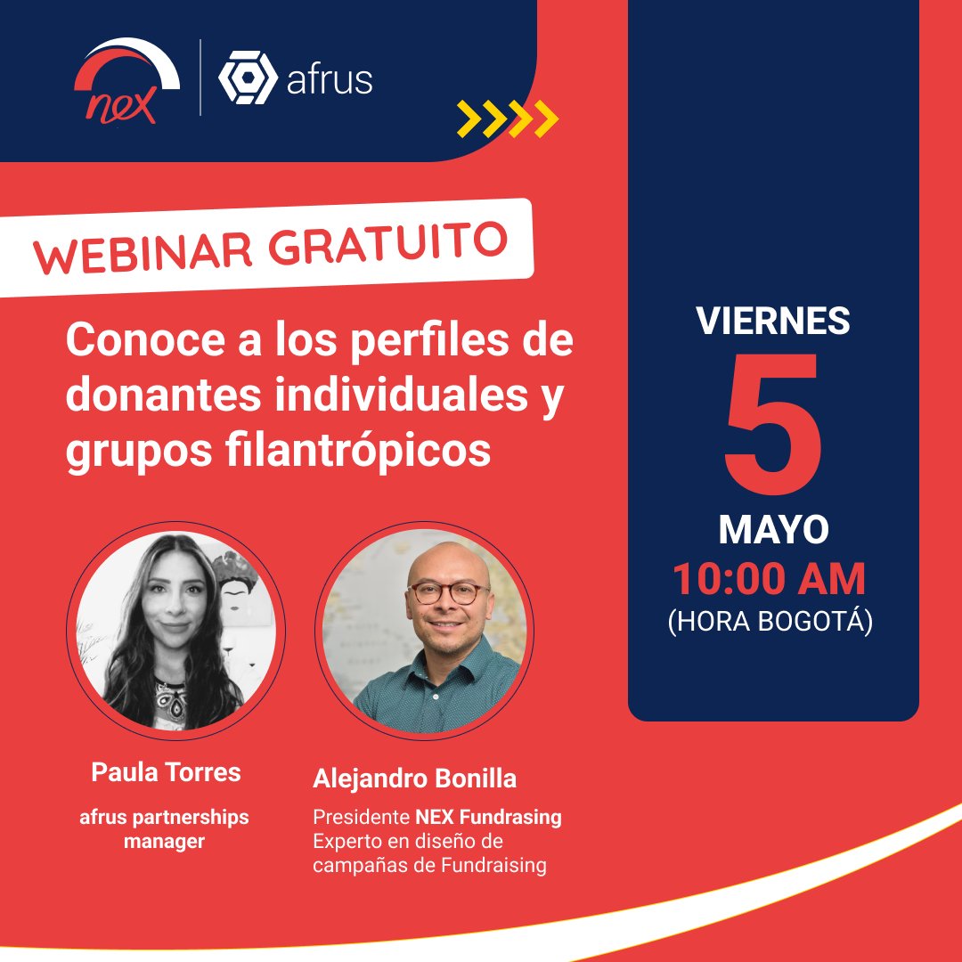nexconsultores's tweet image. #NuevoWebinar | 📣Conoce la diversidad de los perfiles de los donantes individuales para incluirlos en tus futuras Campañas de Posicionamiento y Recaudación de Fondos. Webinar en alianza con AFRUS App de Colombia🇨🇴 

✅Incríbete aqui: event.webinarjam.com/register/205/g…
