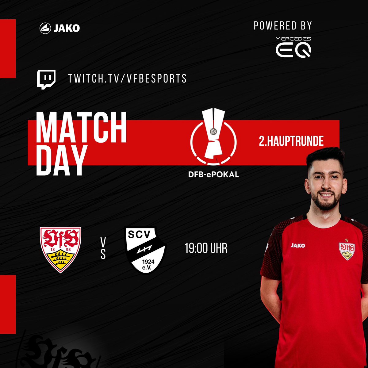 🏆 𝐃𝐅𝐁-𝐞𝐏𝐨𝐤𝐚𝐥 𝟐. 𝐑𝐮𝐧𝐝𝐞 🏆

Es geht um den Einzug ins Achtelfinale! 👀
Unser Team trifft auf den <a href="/SCVerl/">Sportclub Verl</a> 

⏰ 19 Uhr
🎮 <a href="/_Denii_10/">Deniel Mutic</a> &amp; <a href="/Burak__May/">Burak May</a> 
🖥️ twitch.tv/vfbesports 
_
#VfB | #VfBeSports | #DFBePokal