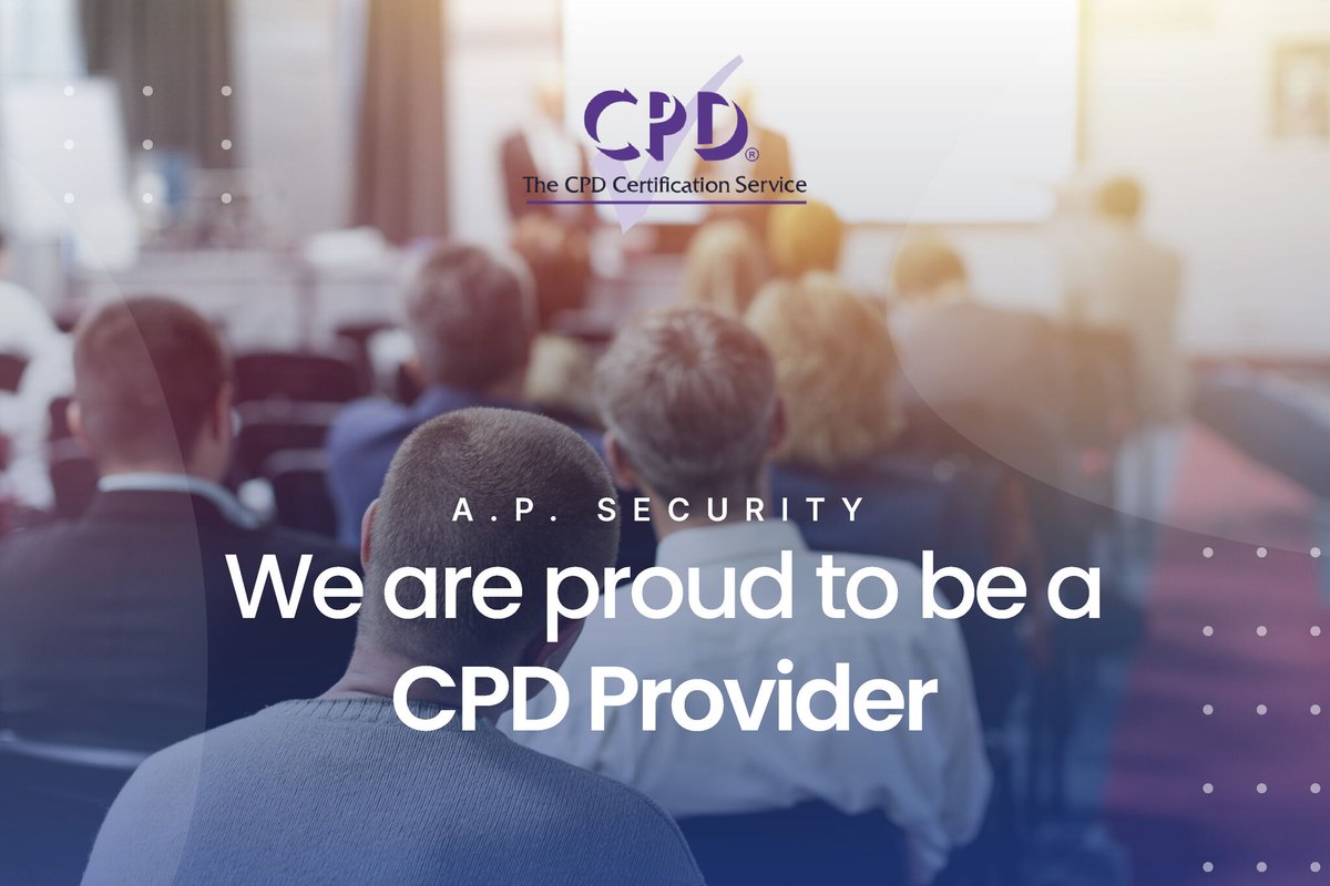 ApManned's tweet photo. A.P. Security are proud to announce that we are now an approved CPD provider under the CPD Group!👏
In the coming months we will be rolling out a number of career up-skill courses for our employees to encourage their learning and development within their roles.🤩
#CPDProvider https://t.co/jq7koeU6AV