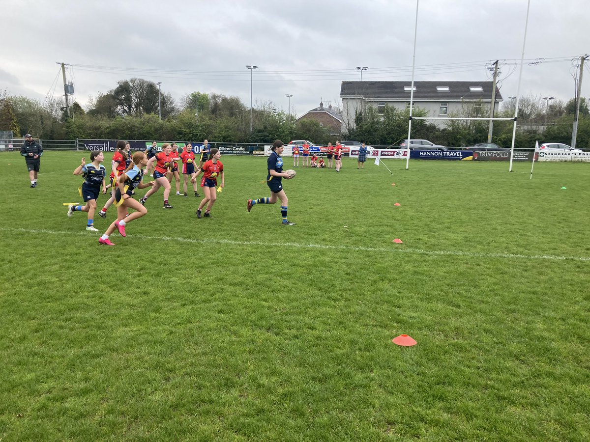 All action this morning in <a href="/Navanrfc/">Navanrfc</a> with 1st yr secondary girls tag rugby blitz. Great to see so many experiencing the game for the first time after successful <a href="/LeinsterBranch/">Leinster Domestic</a> tag rugby programmes in their schools #FromTheGroundUp #alwayscompeting