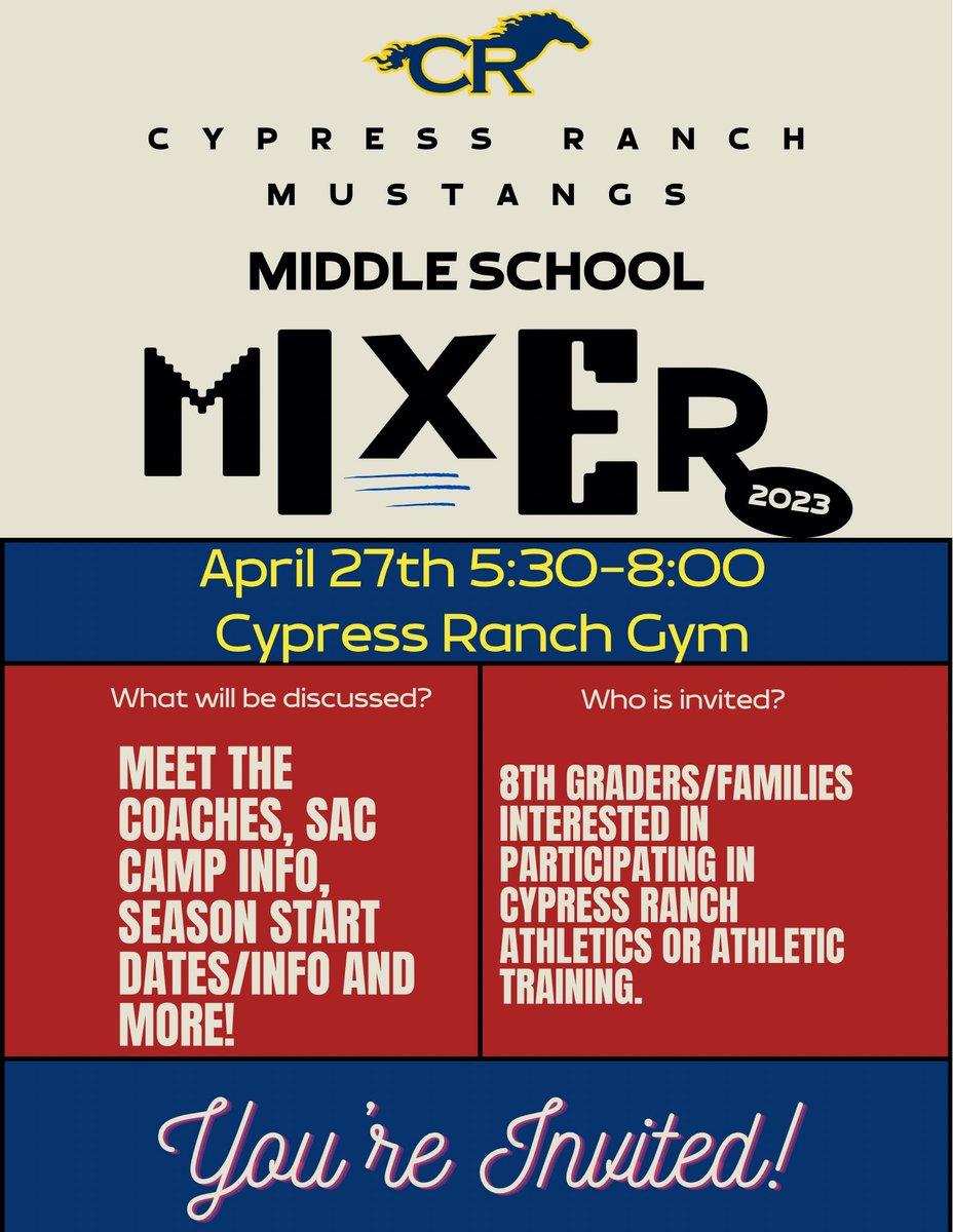 All future Mustangs, come see us tonight at the Ranch!!