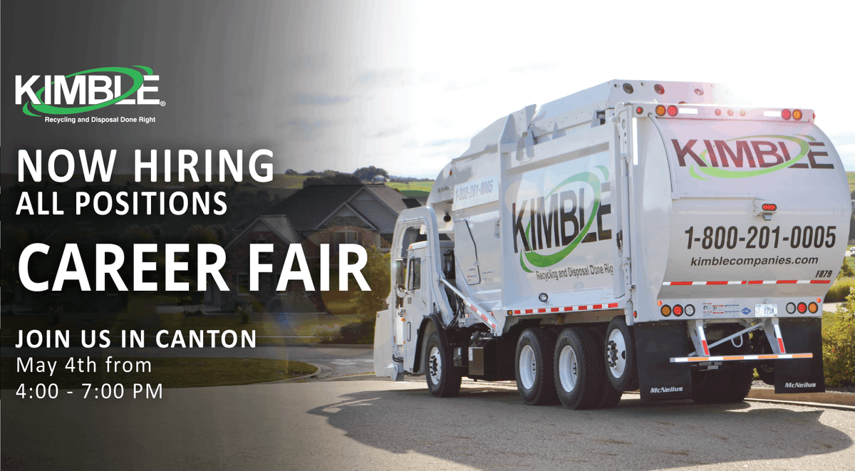 KimbleCompanies's tweet photo. Looking for a new career? Come check out Kimble's Career Fair at our Canton location 1511 Shepler Church Ave SW, Canton, OH 44706 on Thursday, May 4th from 4-7pm. Visit https://t.co/zEyfQDSU9z for more information. https://t.co/jjJ4okx4I4