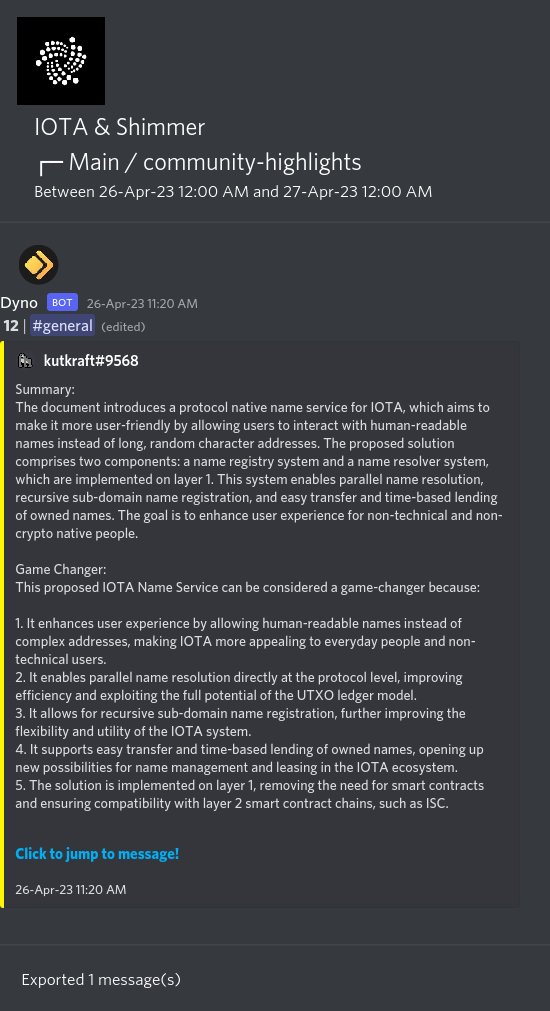 IOTAXTeams's tweet photo. 1/
#IOTA and #Shimmer Discord #community highlights.
🌐 Learn more and join the discussion https://t.co/USN5qQtgEN. https://t.co/RlcHJo40CP