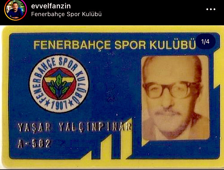 Zafer Yalçınpınar beyefendi Instagram’da, Fenerbahçe tarihinin unutulmaz golcülerinden Yaşar Yalçınpınar’ın üyelik kartını paylaşmış. Müthiş!