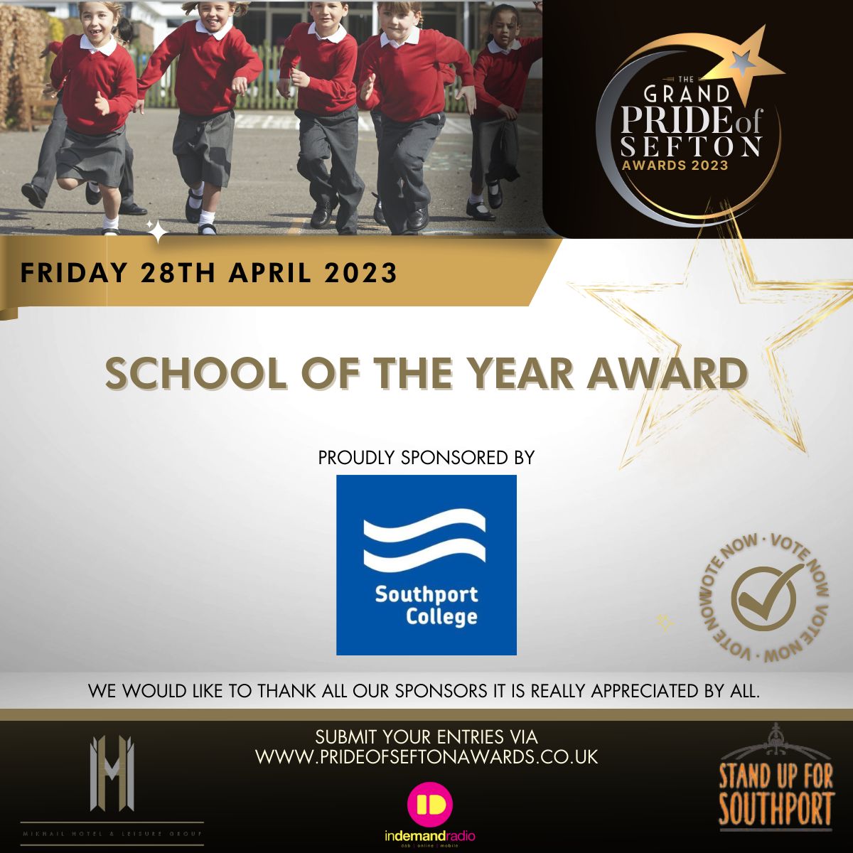 Prideofsefton23's tweet photo. Three fabulous local schools have been shortlisted for Sefton School Of The Year, sponsored by @southportcoll in this Friday’s Pride Of Sefton Awards:
Maricourt Catholic High School
Marshside Primary School
St John’s Crossens C of E Primary School
#prideofseftonawards #sefton https://t.co/0aYuBXCgnU