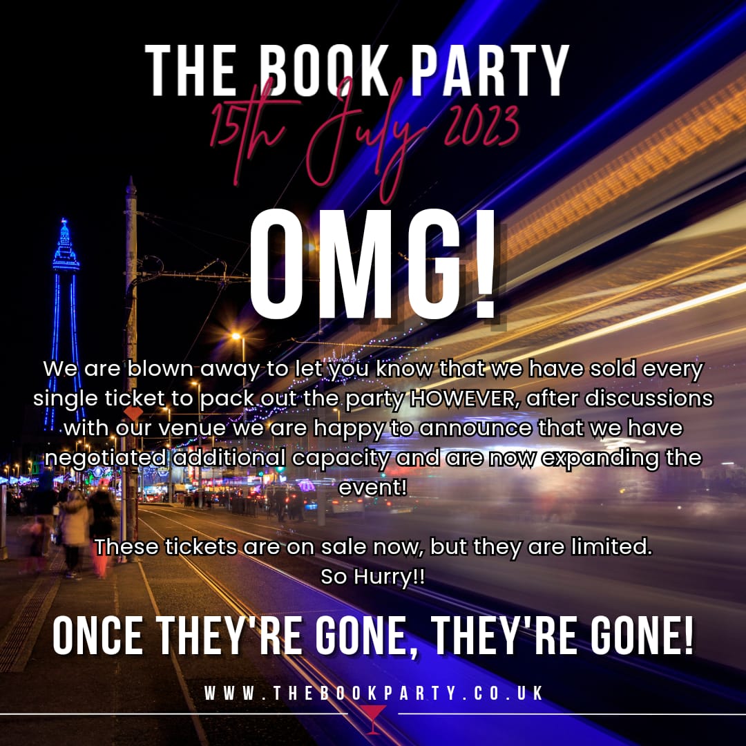 😲 We're blown away to have sold ALL our initial tickets with two months to go, BUT after negotiating with our venue for a larger space, we now have more capacity, meaning the party will be even BIGGER! Phew! But once these tickets are gone, they're gone! thebookparty.co.uk