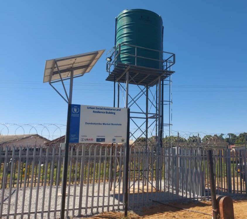 GoalZimbabwe's tweet photo. With support from @WFP_Zimbabwe, @GOALZimbabwe and the Marondera Municipality have upgraded the Dombotombo borehole to a solar powered scheme. The scheme will provide water to a wider coverage of 371 households and benefit surrounding fruit, vegetable and clothing markets. https://t.co/Soe2M35tGv