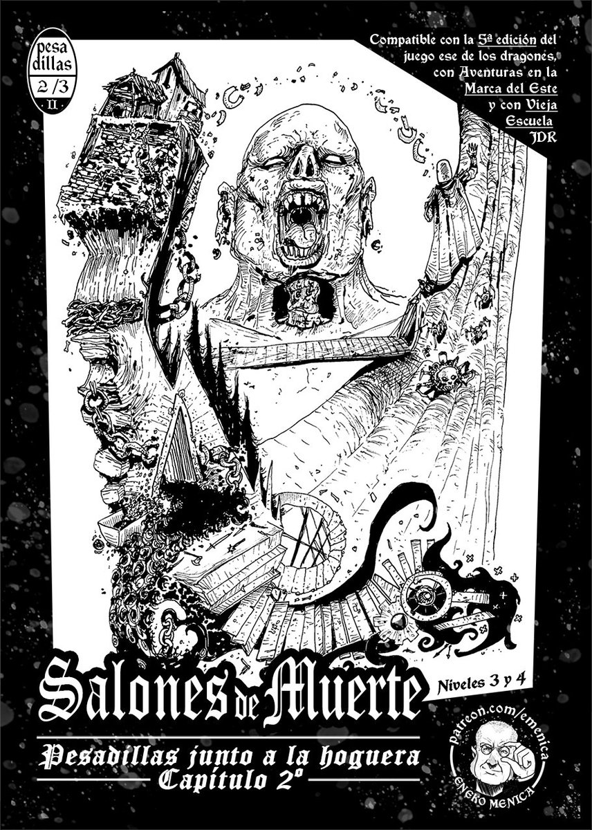 Trabajando en la portada de la segunda aventura del patreon. Esta pequeña saga cada vez se sale más de madre...