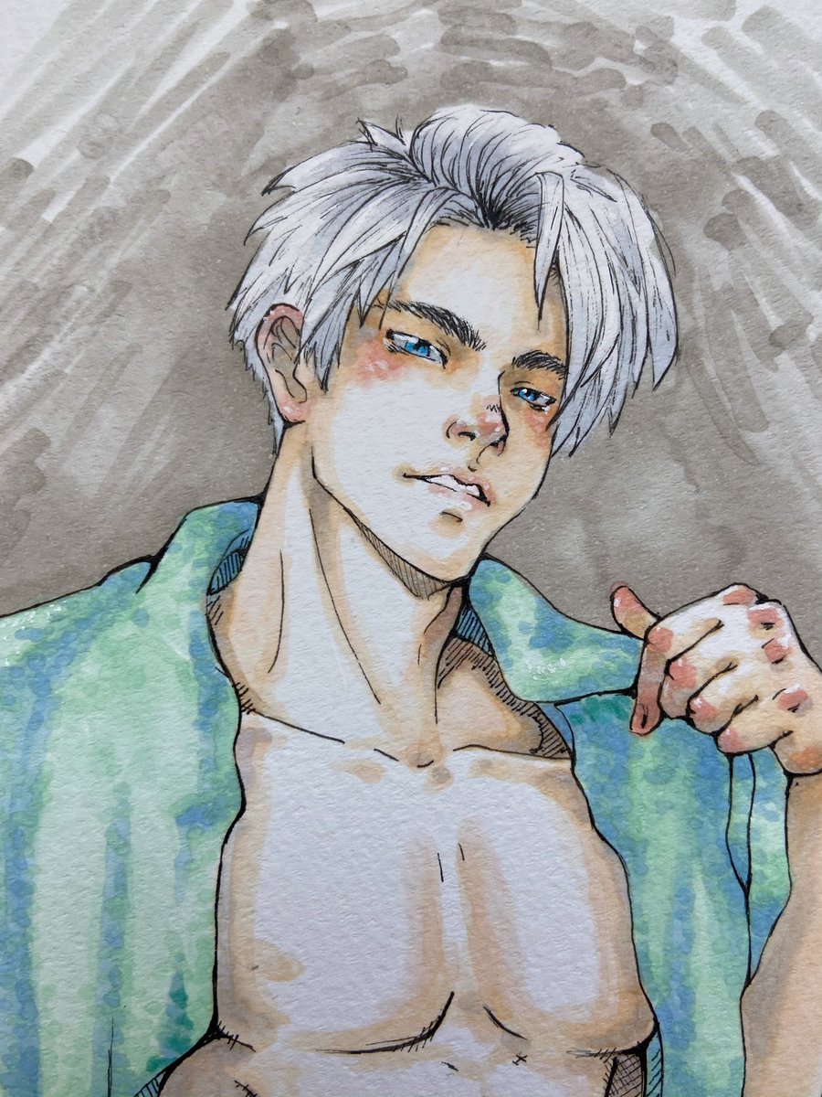 Viktor Nikiforov “Yuri on ice” #viktornikiforov #fanart #yurionicefanart #ヴィクトルニキフォロフ #ファンアート #copicart #dailysketch #イラスト #コピックイラスト　#characterillustration #artdailydose #copicillustration