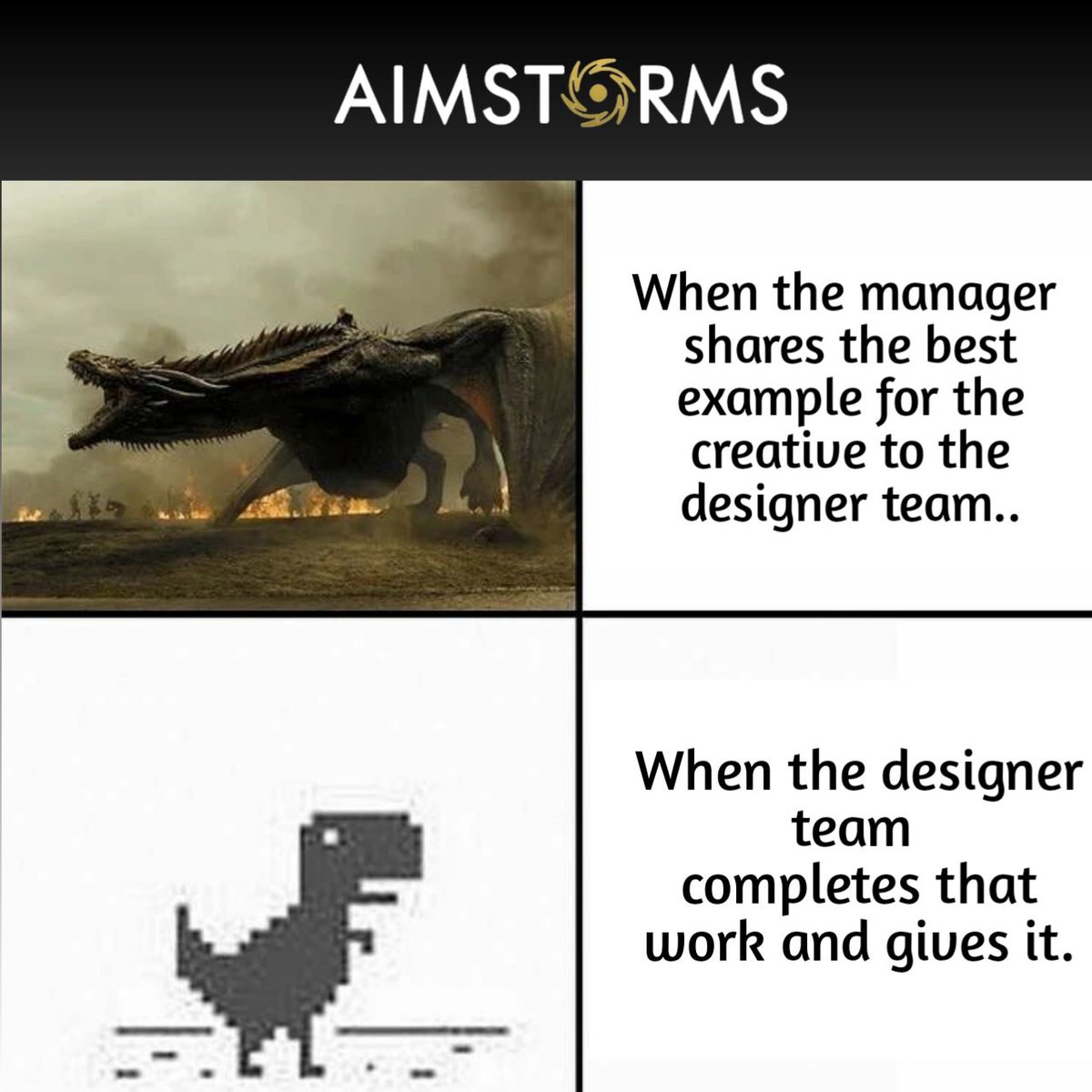 aiimstorms's tweet photo. When you give your designers the perfect example and they still manage to make it prehistoric.😆
Call us: +91 9871774491
Visit our Website: https://t.co/ZO2u6IrhIu
#Aimstorms #marketing #advertising #marketingagency #digitalmarketingagency #creative #creativedesign #designer https://t.co/T3NxnPkRDY