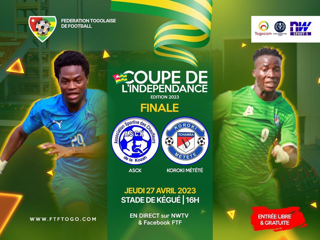 FtfTogolaise's tweet photo. ➡️ Rendez-vous ce soir au stade de Kégué pour la finale de la Coupe de l'Indépendance.
#ASCK 🆚 #KOROKI ce jeudi 27 avril à 16 heures https://t.co/hXOs4CZPb4