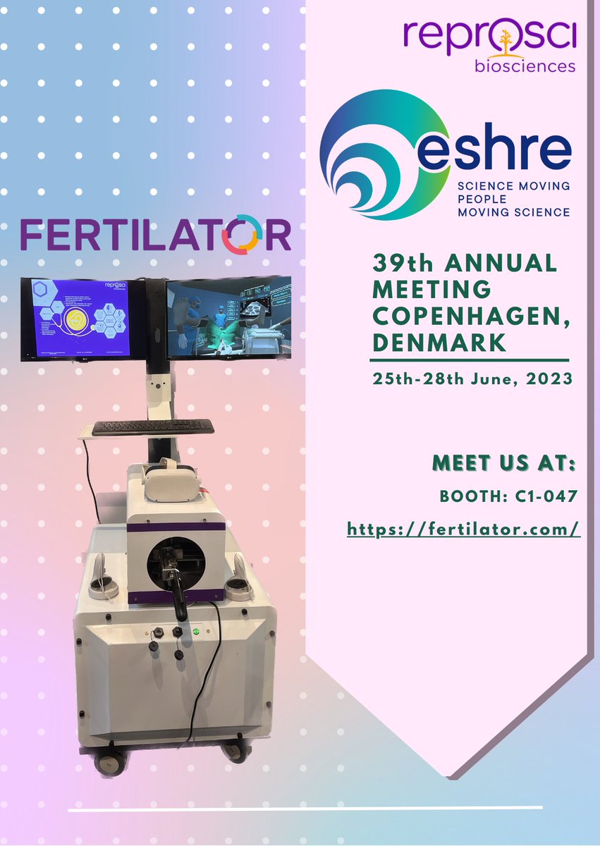 'Fertilator'- VR/AI Simulator for ART. Experience simulated trans-vaginal ultrasound, along with medical procedures such as oocyte retrieval and embryo transfer.
#theESHRE5  #ART #OBGYN #ASRM #ISAR #Simulatortraining #medicaldevices #virtualreality  @eshre