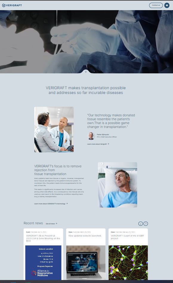 Have you seen the update website 💻 of our consortium members, @verigraft?

VERIGRAFT is in charge of developing the new extracellular composition to #bioprint #4Dminibrain 🧠 to treat #NeurodegenerativeDiseases

👀verigraft.com

#TissueEngineering #3dbioprinting #brain