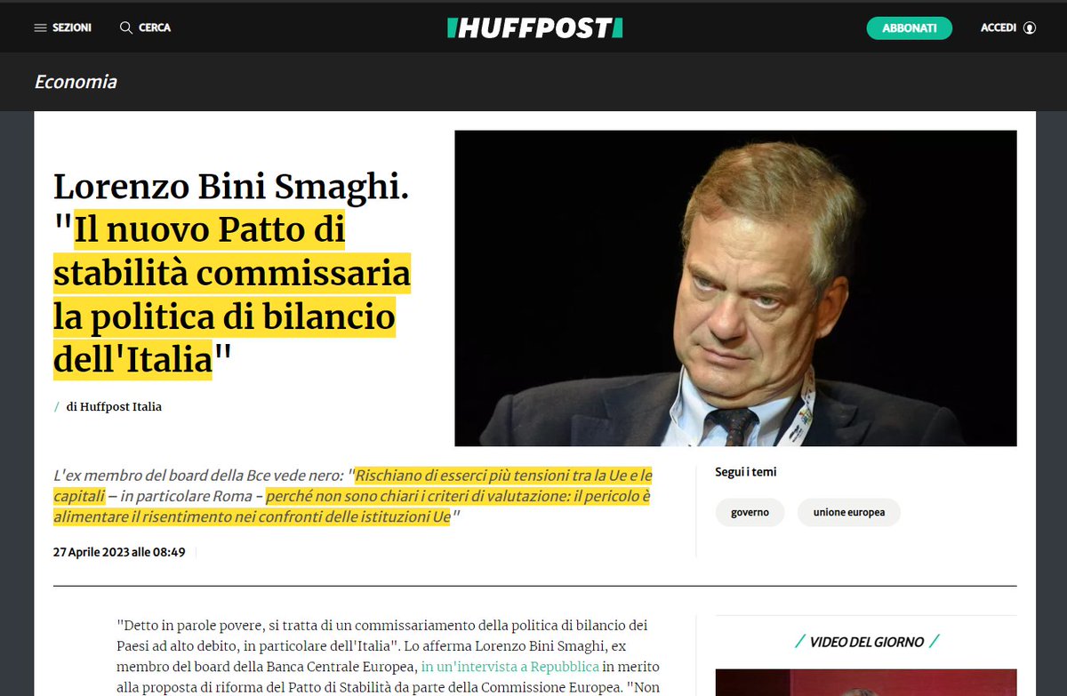 Lorenzo Bini #Smaghi: 'Il nuovo Patto di stabilità commissaria la politica di bilancio dell'Italia'

A 2 giorni dall'anniversario della liberazione, l'ex membro del board della #BCE ci dice che... non siamo liberi.

#lorenzobinismaghi #25aprile #ue 

huffingtonpost.it/economia/2023/…