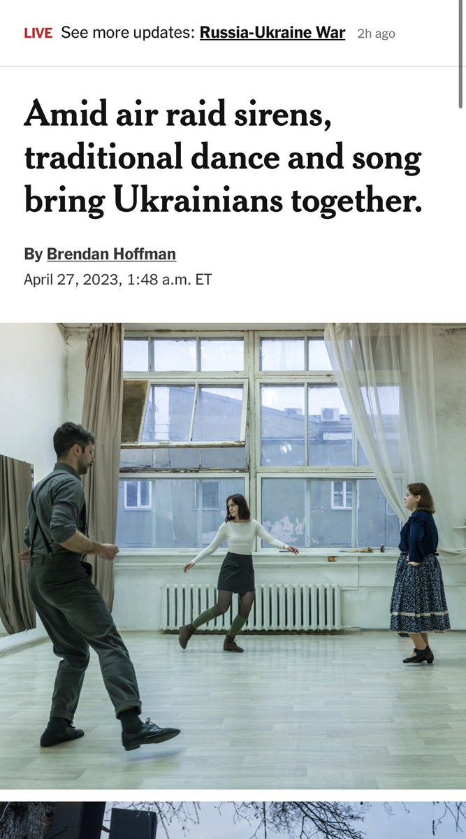 “In Ukrainian music, there is a lot about what people are living through right now,” Ms. Kapra said. “In Ukrainian history, there were a lot of wars, and this music helped people to live and go on.” nytimes.com/live/2023/04/2…