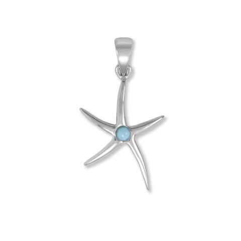 Larimar Starfish Pendant, Sterling Silver Starfish Pendant with Genuine Larimar Stone, Shiny Starfish Pendant with Larimar Stone Center tuppu.net/e5e8772e #Etsy #jewelrymandave #PendantForNecklace
