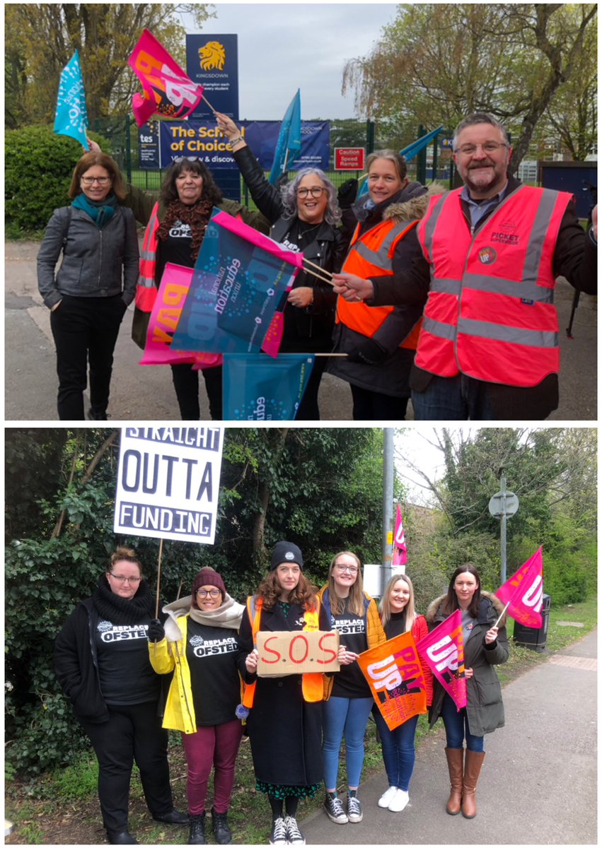Kels_Morgan_KM's tweet photo. Teaching staff from Kingsdown Secondary School &amp; St Catherine’s Primary School out on the picket line this morning … asking the government to get back around the negotiating table 🏫

#teacherstrikes #swindon

@BBCWiltshire https://t.co/lIQX8jHY5e