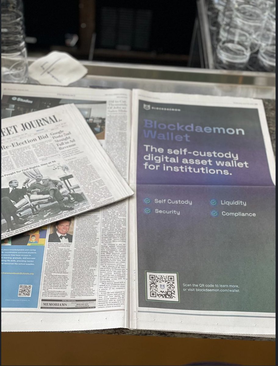 VeneSolana32's tweet photo. Extra Extra read all about it @BlockdaemonHQ featured in the WSJ showcasing the Blockdaemon Wallet using Advanced MPC Technology #probnothing https://t.co/utt5mAqA7J
