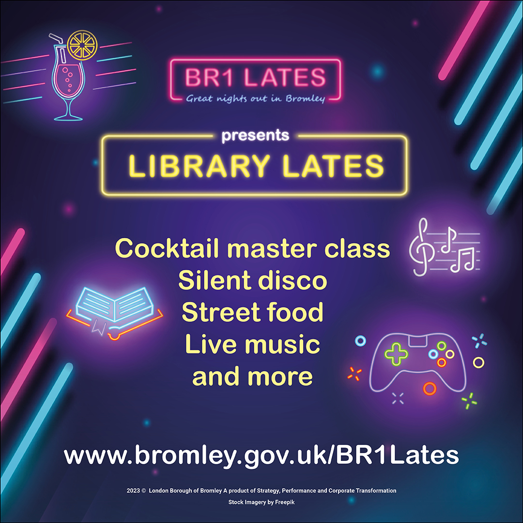 LBofBromley's tweet photo. The wait is over! #LibraryLates entertainment is in #Bromley Central Library tonight! Join us from 6pm for entertainment like #LEDDrummers, cocktail classes, street food plus special guest @KateLawler! #BromleyEvents #LoveLibraries
https://t.co/Lr2brPqsBk https://t.co/Tc7Xa9Eczr