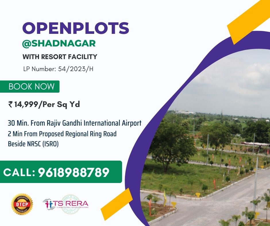 Aduri_Satya's tweet image. Residential Openplots in Shadnagar 150 Acres, Hyderabad with resort facility ,DTCP Approved Layout.
PROJECT HIGHLIGHTS:
Beside NRSC (ISRO)
10 Min. From Shadnagar Zoo Park
Contact: 096189 88789
#shadnagarplots #plotsinhyderabad #dasara #SSRajamouli #PonniyanSelvan2