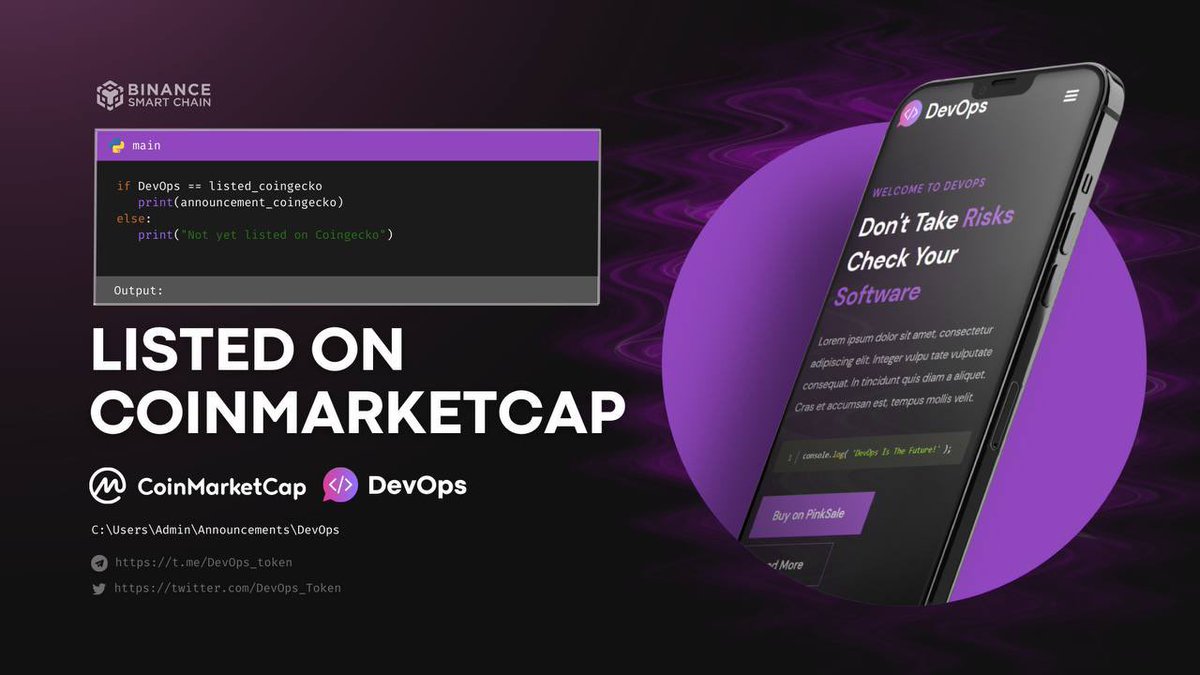 DevOps_Token's tweet image. We are officially listed on #CoinMarketCap !

#BSC #BNB #DevOpsToken #DevOps #Coinmarketcap 

coinmarketcap.com/currencies/dev…