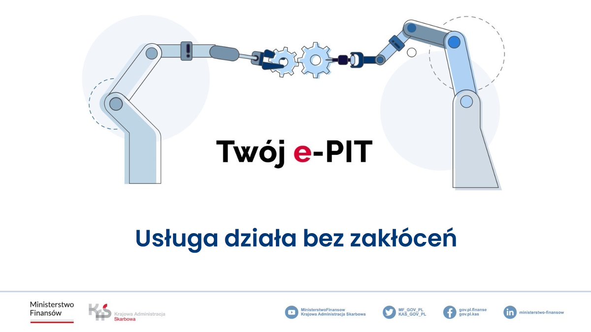 MF_GOV_PL's tweet photo. Przywróciliśmy właśnie poprawne działanie usługi #TwójePIT w serwisie #TwojeUS.
Przepraszamy za chwilowe problemy. https://t.co/rUxSssU3jc