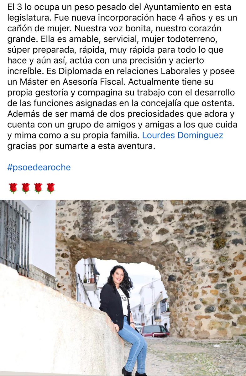 psoe_aroche's tweet photo. 🌹Continuamos presentando nuestra candidatura. Un equipo solvente, que representa a todos los colectivos y edades, conformado por 16 personas, 9 mujeres y 7 hombres. https://t.co/r6XUQqpTZy