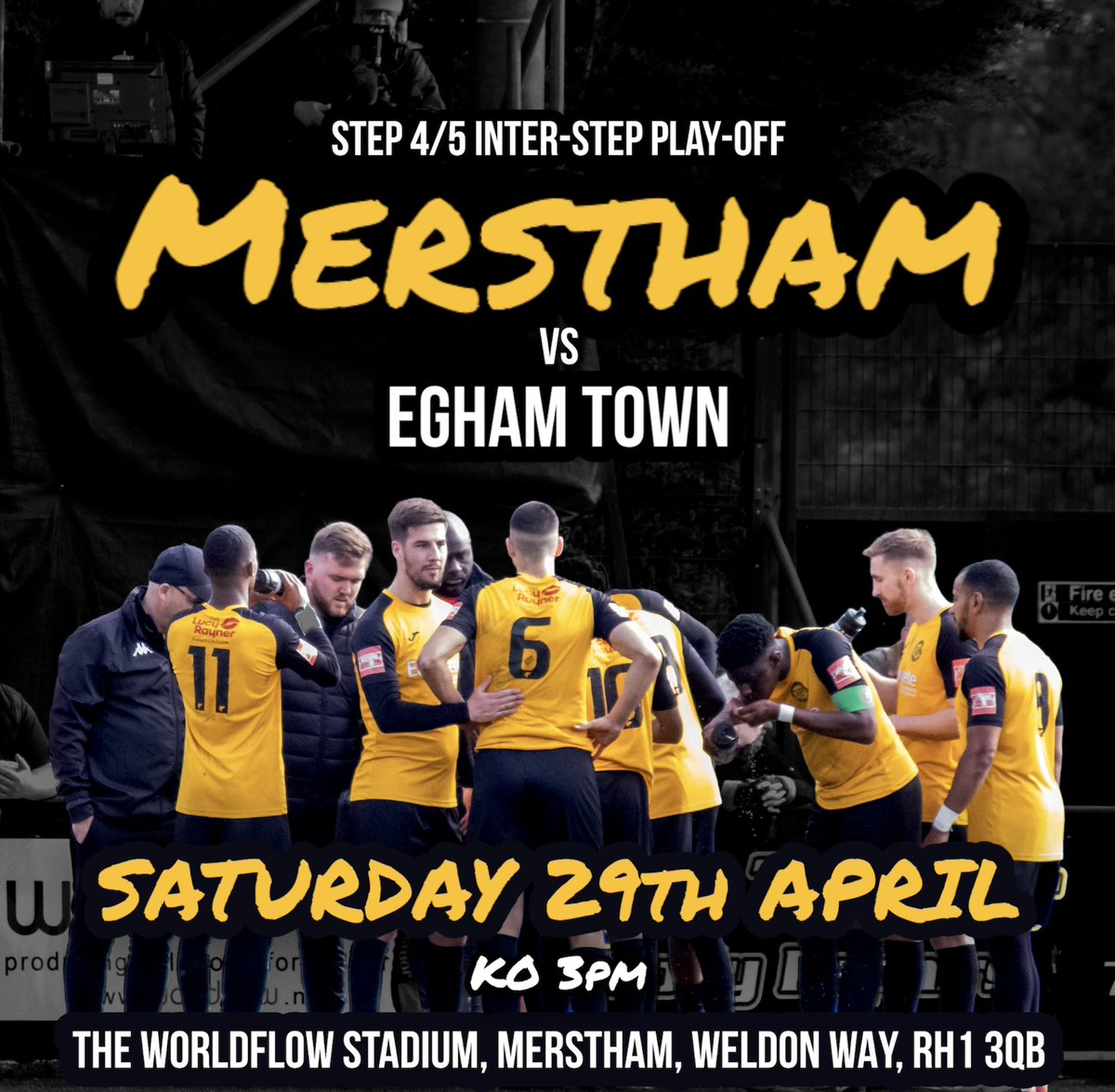 Merstham FC (Official) (@mersthamfc1892) on Twitter photo ๐๐ผ๐ป๐ณ๐ถ๐ฟ๐บ๐ฒ๐ฑ - Saturday 29th April. 3pm.
We will take on <a href="/EghamTown/">Egham Town FC</a> at the worldflow THIS Saturday in the Step 4/5 Inter-Step Play-Off.
Join us at home and show your fantastic support once more this season!
Letโs get behind the lads! ๐ฃ๏ธ๐ฅ๐
#COYM | #WeAreMerstham ๐งก๐ค ๐๐ผ๐ป๐ณ๐ถ๐ฟ๐บ๐ฒ๐ฑ - Saturday 29th April. 3pm.
We will take on <a href="/EghamTown/">Egham Town FC</a> at the worldflow THIS Saturday in the Step 4/5 Inter-Step Play-Off.
Join us at home and show your fantastic support once more this season!
Letโs get behind the lads! ๐ฃ๏ธ๐ฅ๐
#COYM | #WeAreMerstham ๐งก๐ค