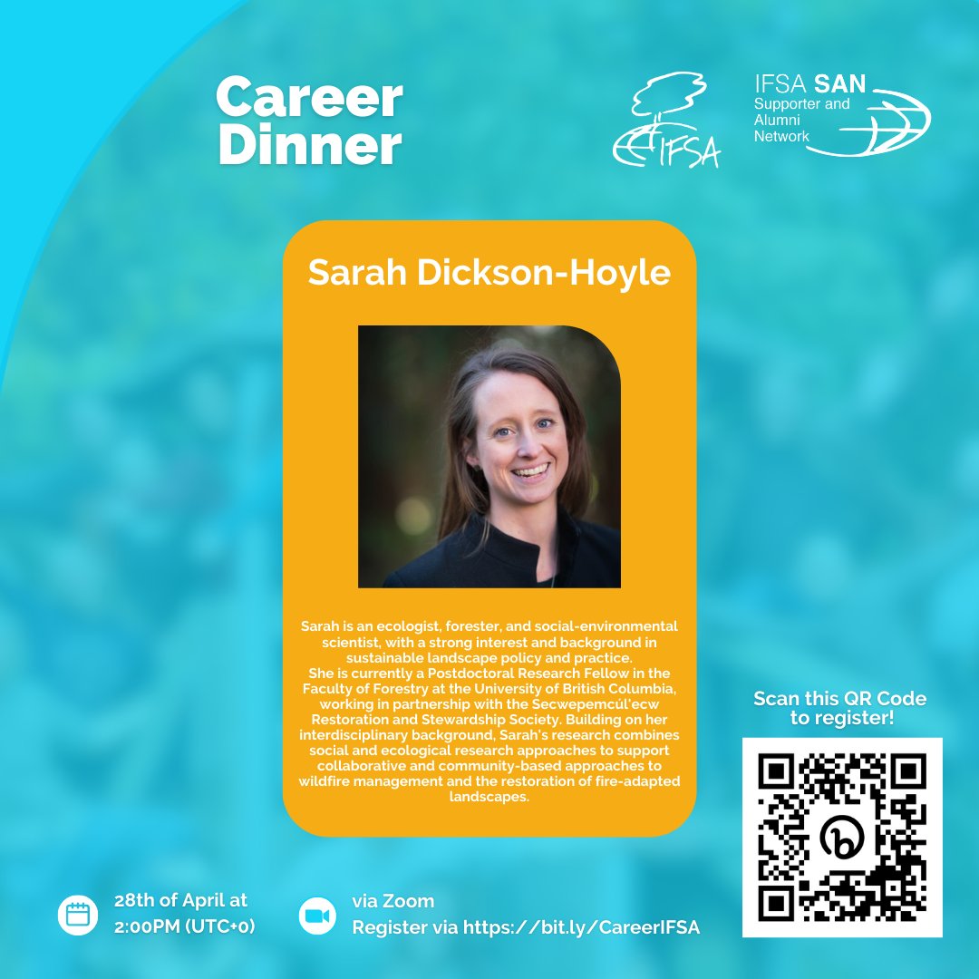 Feeling excited about Career Dinner tomorrow? 👀

See you via Zoom tomorrow (28th April) at 2 pm (UTC+0)! In the meantime, learn more about our speakers from IFSA SAN!

📌 Don't forget to register here: bit.ly/CareerIFSA

See you there! 👋🏻

#ifsadotnet