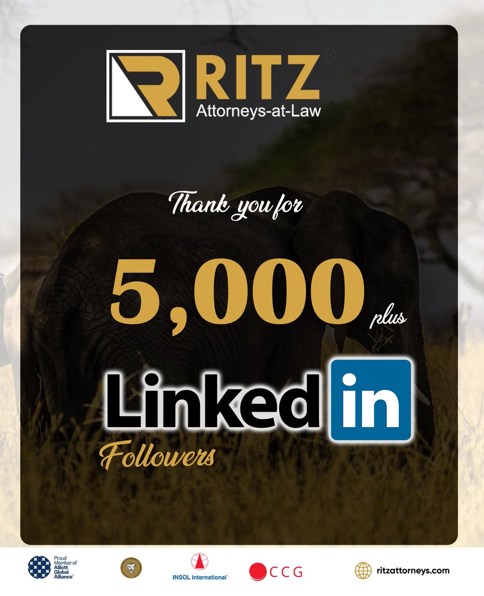 AttorneysRitz's tweet photo. We would like to take this opportunity to thank our #5000+ followers for your continuous support and contribution along our shared journey towards Greatness
#5kmilestone

Follow our LinkedIn Page https://t.co/ov5EYOWUVg https://t.co/jljJR70doS