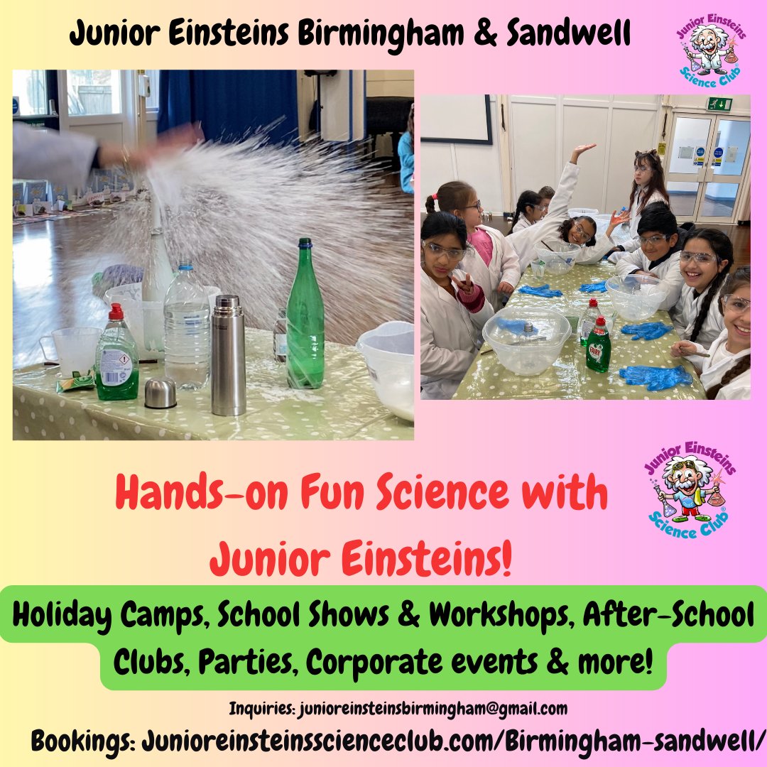 Hands-on, fun Science with Junior Einsteins!

#Birminghamuk #bearwood #stemeducation #brummiemummies #suttoncoldfieldmoms #boldmeremums #bromsgrove #barntgreenmums #dickensheath #solihullmums #kingsheath #kingsheathmums #moseley #fouroaks #fouroaksmums #brumhour #bournville