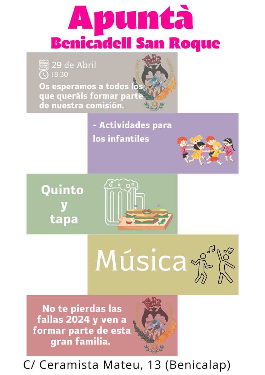 FallaBSR's tweet photo. ¿No tens res que fer este dissabte? Puix t'invitem a que passes la vesprà en mosatros
#FallaBSR #Falles2024 #JuntsMolemMes https://t.co/l6qlHqbyNI