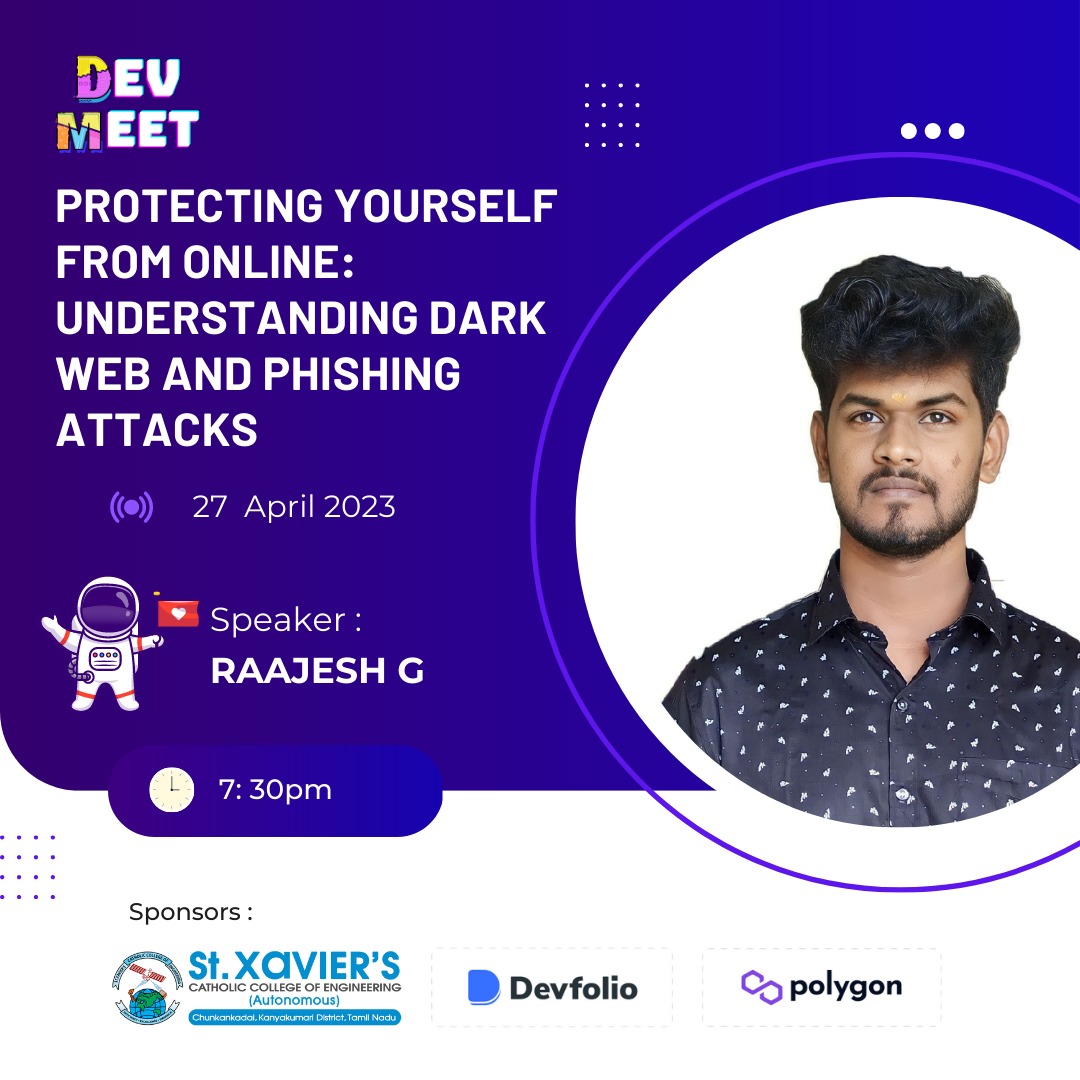 DevmeetLive's tweet photo. We're back with an amazing ⭐ session by this evening 🎒
Get ready🏎️ to learn how to protect🛡️ your data🖱️
We will be starting 🚀 by 7:30 pm with Mr. Raajesh and we are very excited🤸to meet you guys🤝 there.
#devemeet #hackathon https://t.co/uiX2t1Sg24