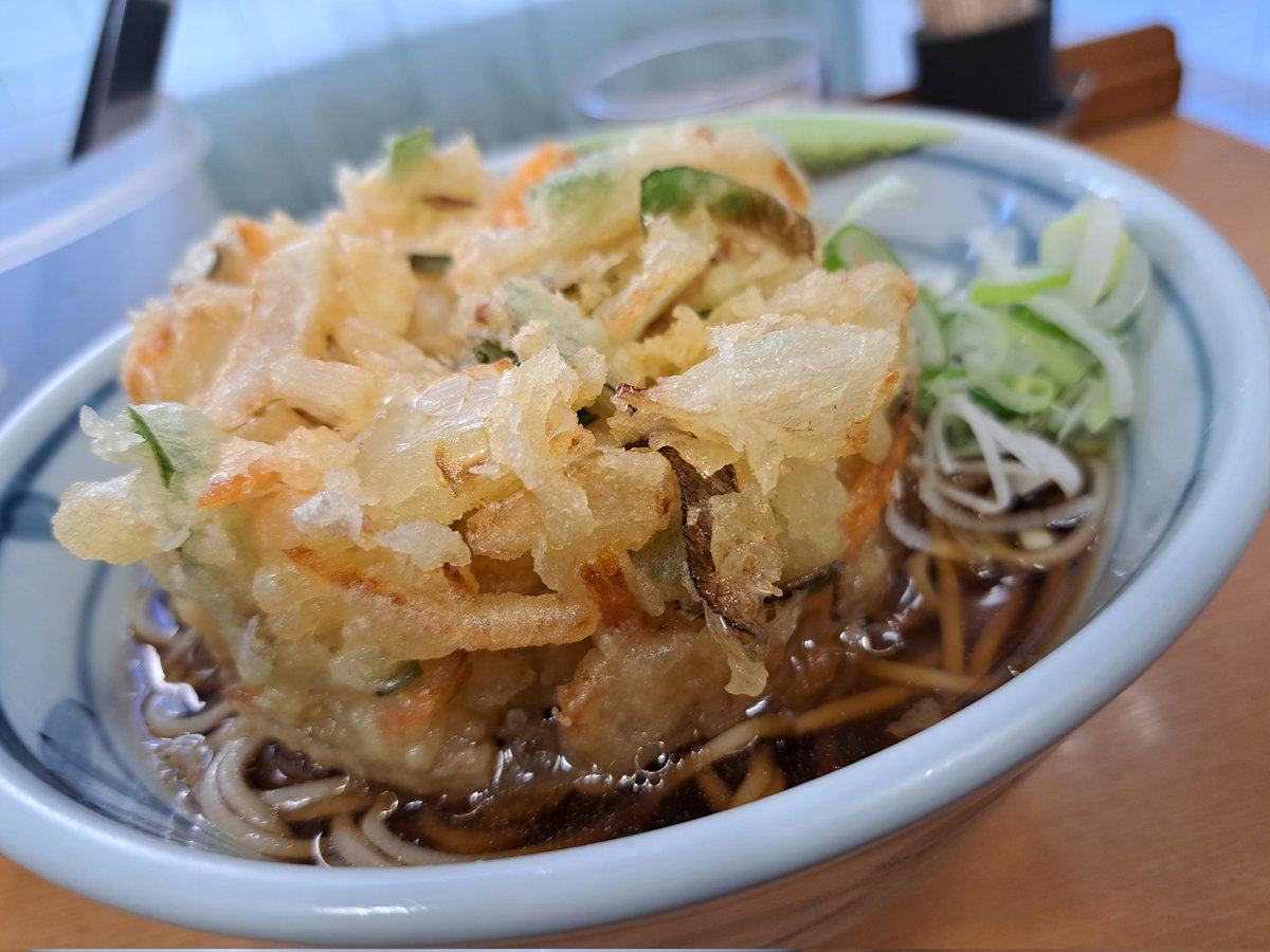 初台まで来たので、加賀さんへ。
かき揚げが暴力的で旨い。
#冷やしかき揚げそば
#立ち食いそば
#蕎麦 
#加賀
