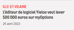 ✈️✈️La nouvelle campagne Yieloo/<a href="/intraknow/">intra'know</a> fait l'actualité de la presse régionale 
🙏🙏Merci à <a href="/BEconomique/">Bretagne-Economique</a> / @lalettreapi / <a href="/BusinessMag35/">Rennes Business Mag</a> / JDE 35 pour cette mise en avant d'une belle PME bretonne .... 
#crowfunding #innovation #aéroport