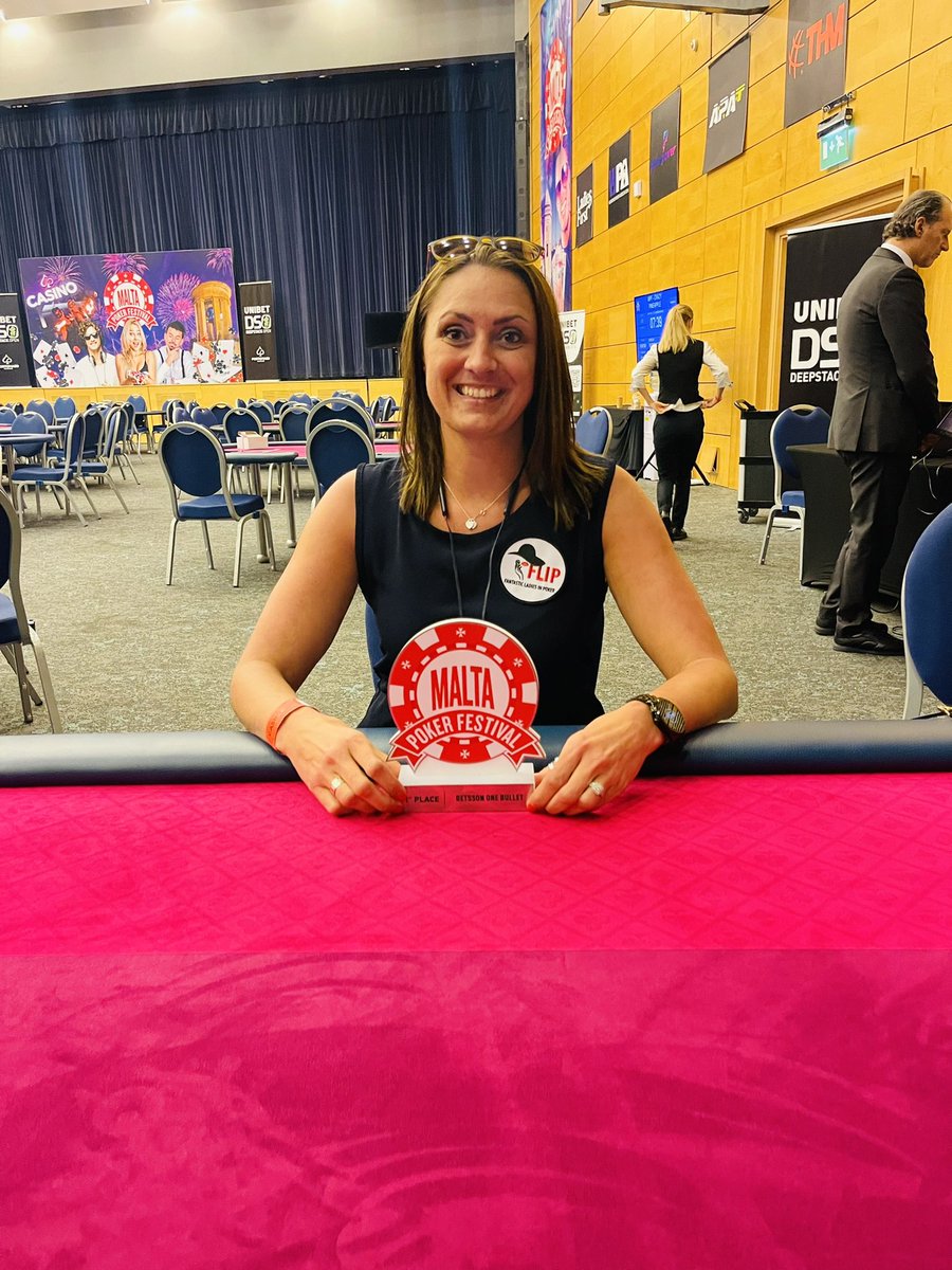 Suzie_Poker's tweet photo. So it was 5:30am this morningβ¦ π΄ π€
I was very tired, giddy and chip leader, and after agreeing to a 3-way deal⦠Overall a pretty good start to The Malta Poker Festival @maltapokerfest @flip_ladies @poker_betsson #FLIPladies #LivePoker #Poker #WINNER
Betsson One Bullet ππ°ππ» https://t.co/Nk89pJKVDi