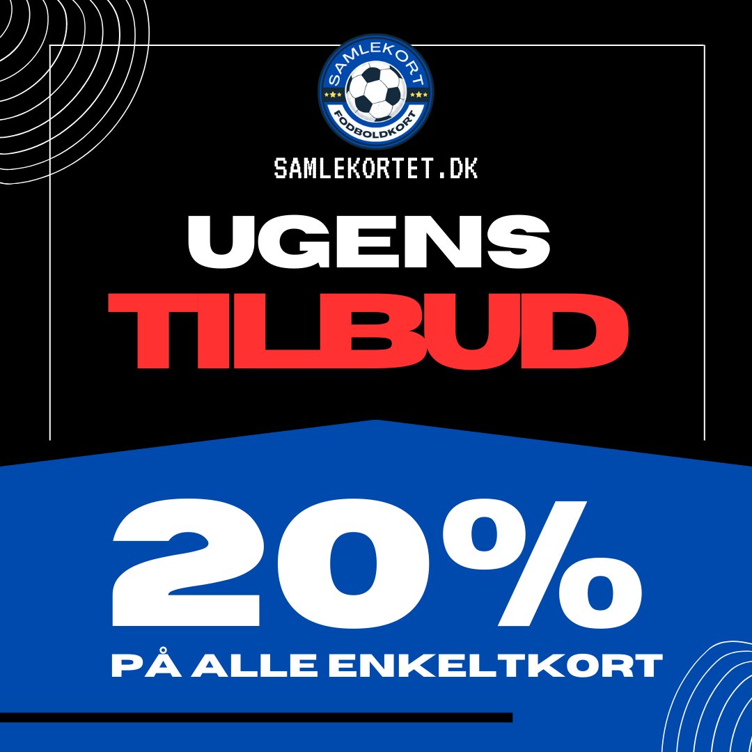 samlekortet's tweet photo. FÅ 20% RABAT PÅ ALLE ENKELTKORT RESTEN AF UGEN! ⚽🤩
*Rabatten fratrækkes i kurven 💸💎

Det hele sker på: https://t.co/opmwUCT4ol 🥳 https://t.co/2IdNGtrd16