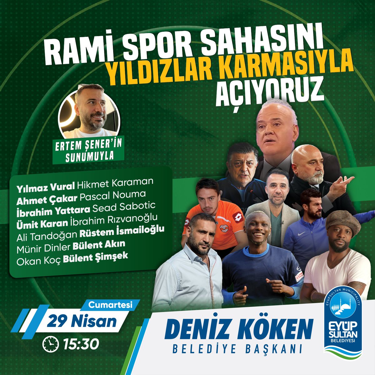 DenizKoken's tweet photo. Rami Spor Sahasını yıldızlar karması maçıyla açıyoruz ⚽️

🗓️ 29 Nisan Cumartesi
🕞 15:30
📍 Rami Stadı https://t.co/YEdKGasRjB