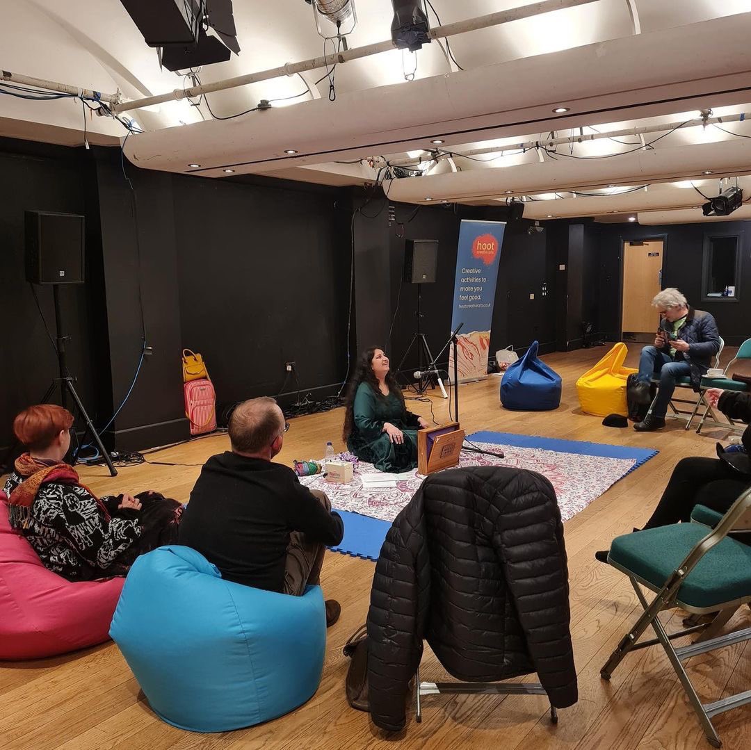 satnamvocalist's tweet photo. I had a lovely time @theLBT on Tuesday. Thank you to Sharleen @HootMusic for including me in the ‘Speak Our Music’ series.
It was great to lead the participants through breathing, relaxation &amp; mindfulness &amp; to share my experiences of using music/singing for my mental health 💚💜 https://t.co/jWbYOiuNrO